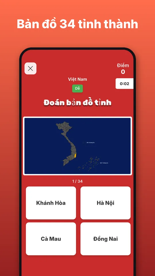 Bản đồ 34 tỉnh thành